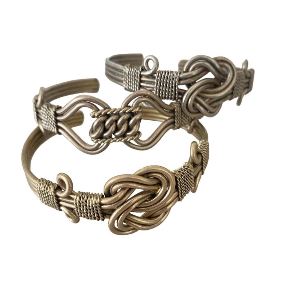 Vintage Celtic swirl metal bracelet Lot of 3 adjustable handmade